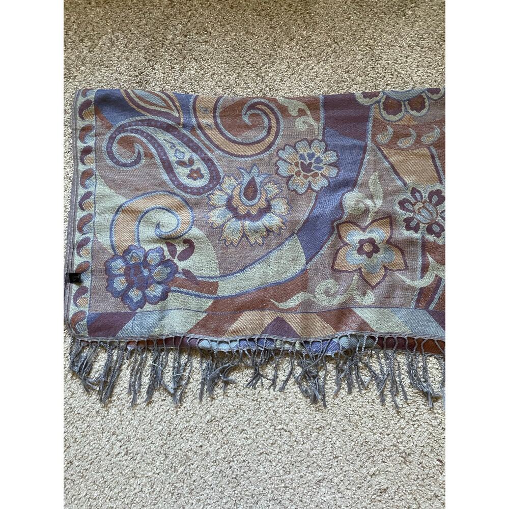 Cashmere Scarf/Wrap Multicolor Paisley Floral Ethnic Elegant Shawl, Classic soft